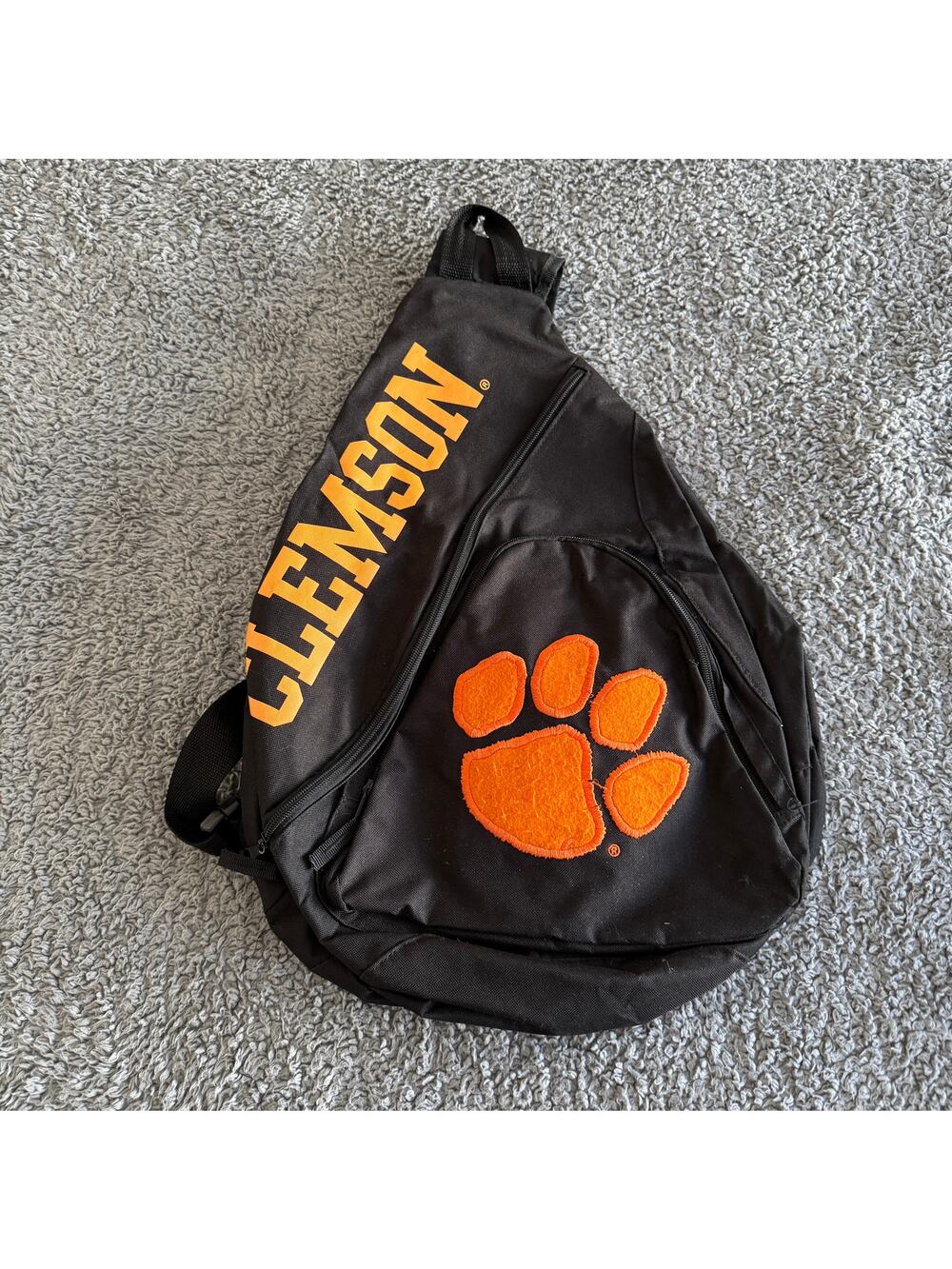 Vintage NCAA Clemson Tigers Black Embroidered Shoulder Backpack 21"x15"